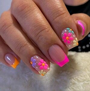 Colorful Floral Press-on Nails